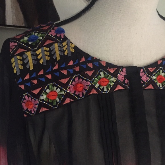 Anthro Maeve Embroidered Sheer Blouse, 14 - Picture 9 of 11